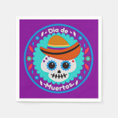 死んだ紫の青と帽子の日 – 家族の子供 スタンダードカクテルナプキン (正面)