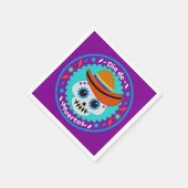 死んだ紫の青と帽子の日 – 家族の子供 スタンダードカクテルナプキン (角)