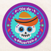 死んだ紫の青と帽子の日 – 家族の子供 ラウンドペーパーコースター (正面)