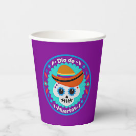 死んだ紫の青と帽子の日 – 家族の子供 紙コップ