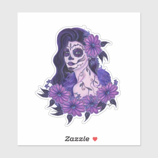 死んだ紫色のガーベラのデイジーアートの日by Renee シール (シート)