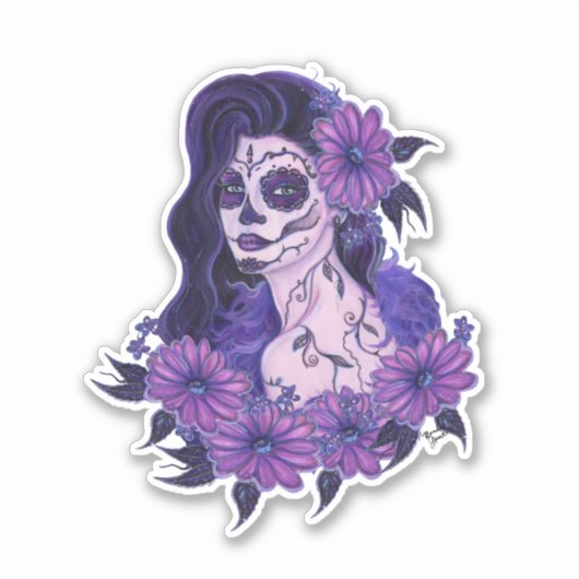 死んだ紫色のガーベラのデイジーアートの日by Renee シール (正面)