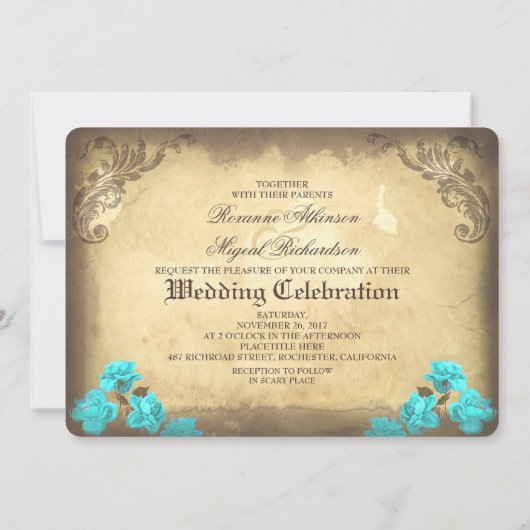 死んだ結婚式の招待のゴシック様式スカルのカップル日 招待状 (裏面)