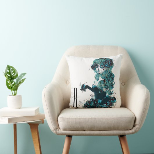 死んだ美しい砂糖のスカルメイクアップガールの日 クッション (椅子)