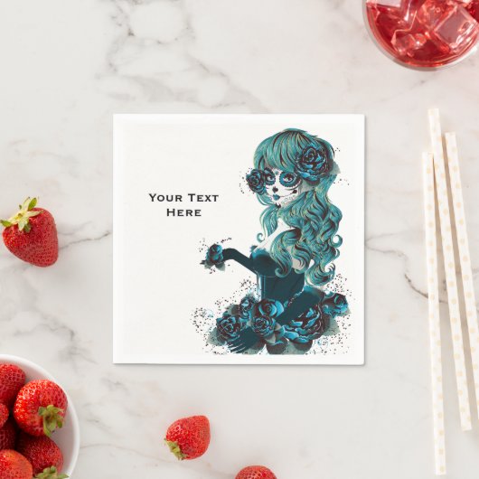 死んだ美しい砂糖のスカルメイクアップガールの日 スタンダードカクテルナプキン (インサイチュ)