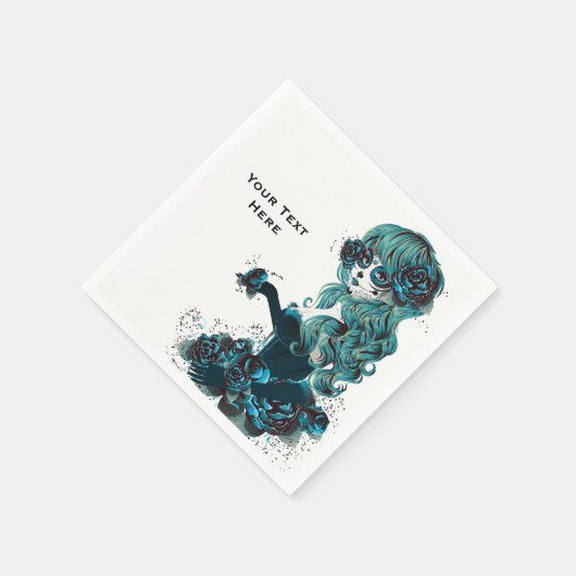 死んだ美しい砂糖のスカルメイクアップガールの日 スタンダードカクテルナプキン (角)