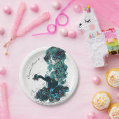 死んだ美しい砂糖のスカルメイクアップガールの日 ペーパープレート (パーティー)