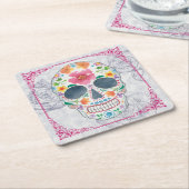 死んだ花の砂糖のスカルのコースターの日 スクエアペーパーコースター (アングル)