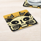 死んだ蝶の日ウッドカット1 スクエアペーパーコースター (アングル)