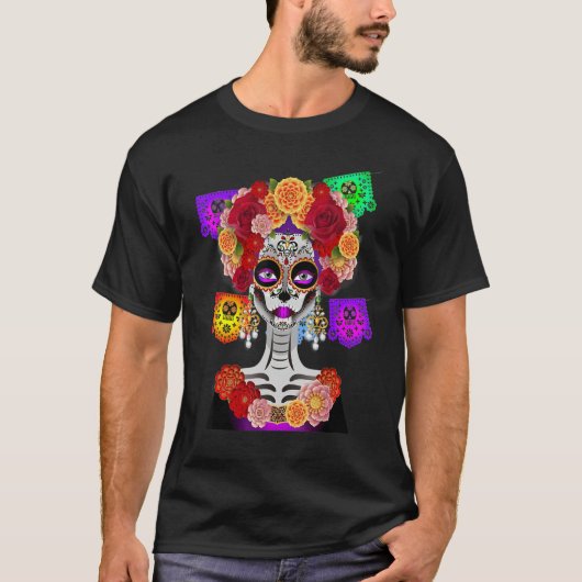 死んだ衣装の日ラカトリナスカルの花 Tシャツ (正面)