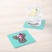 死んだ象のピンク日 スクエアペーパーコースター (インサイチュ)