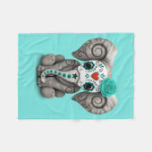 死んだ象の青い日 フリースブランケット (正面(横))