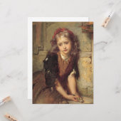 死んだ金魚の悲しい女の子(ペットの悔やみや弔慰) カード (正面/裏面インサイチュ)