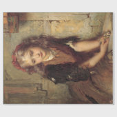 死んだ金魚の悲しい女の子(ペットの悔やみや弔慰) ラッピングペーパー (フラット)