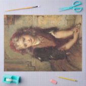 死んだ金魚の悲しい女の子(ペットの悔やみや弔慰) 薄葉紙 (クラフト)