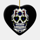 死んだ青のグランジな日及び赤い セラミックオーナメント (裏面)