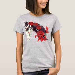 死んだ馬の骸骨とバラ Tシャツ