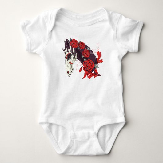 死んだ馬の骸骨とバラ Tシャツ (正面)