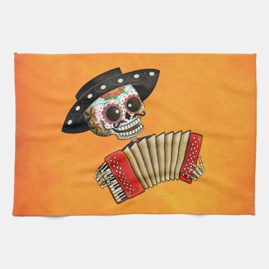 死んだ骨組Elマリアッチの日 キッチンタオル (横)