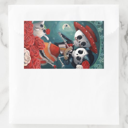 死んだ骸骨の恋人たちの日 長方形シール (バッグ)