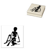 死んだ骸骨の男の子ペット猫のシルエット ラバースタンプ (押印)