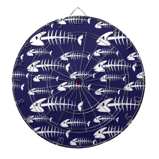 死んだ魚のスケルトン 白骨 釣りユーモア ダーツボード (正面)