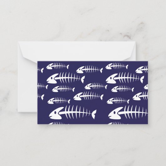 死んだ魚のスケルトン 白骨 釣りユーモア ノートカード (正面)