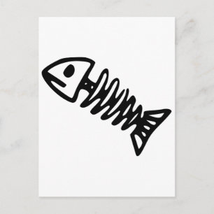 死んだ魚の骨格スカル骨化石 ポストカード