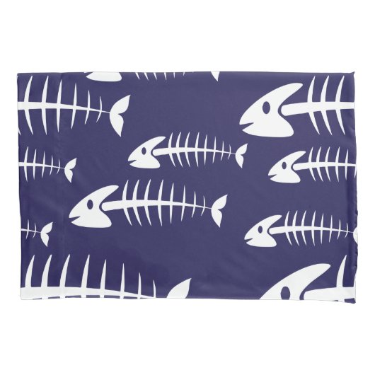 死んだ魚の骨格 白骨 釣りユーモア 枕カバー (正面)