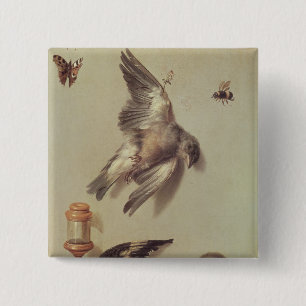 死んだ鳥およびマウス1712年の静物画 缶バッジ
