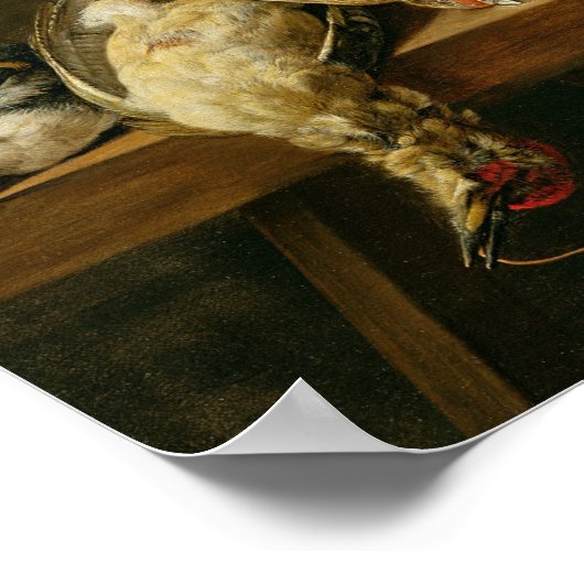 死んだ鳥とウサギがテーブルの上に残った生活 ポスター (角)