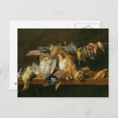 死んだ鳥とウサギがテーブルの上に残った生活 ポストカード (正面/裏面)