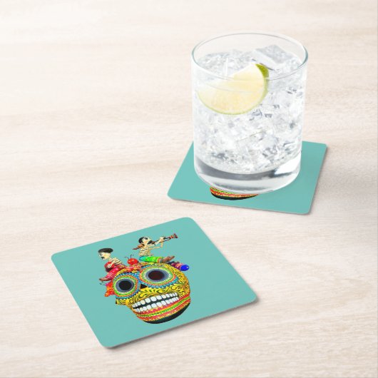 死んだ黄色のカラベラのミュージシャンの日 スクエアペーパーコースター (インサイチュ)