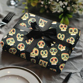 死んだ黒糖のスカルのカラフル日 ラッピングペーパー