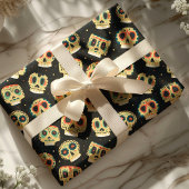 死んだ黒糖のスカルのカラフル日 ラッピングペーパー