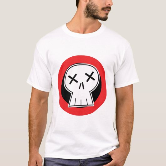 "死んだ"スカル赤いターゲットワイシャツ Tシャツ (正面)