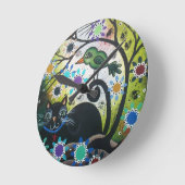 死んだ、黒猫、鳥のロリ地方Everett_日までに ラウンド壁時計 (傾斜)