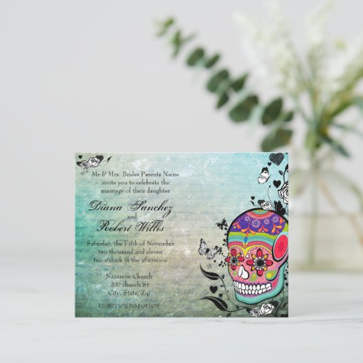死んだCalaverasの砂糖のスカルのMuerte日 招待状 (スタンド正面)