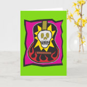 死んだSkulのギターの緑w/Purpleの日 カード (黄色い花)