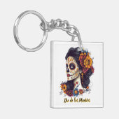 死エレガントんだ砂糖スカル女 キーホルダー (正面左)