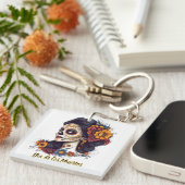 死エレガントんだ砂糖スカル女 キーホルダー (正面右)