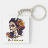 死エレガントんだ砂糖スカル女 キーホルダー (裏面)