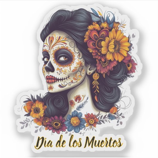 死エレガントんだ砂糖スカル女 シール (正面)