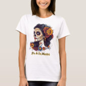 死エレガントんだ砂糖スカル女 Tシャツ (正面)