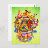 死カラフルんだスカルカラベラの日/花 ポストカード (正面/裏面)