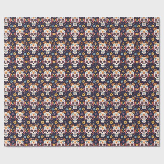 死カラフルんだ砂糖スカルの継ぎ目のないパットの日 ラッピングペーパー (フラット)