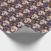 死カラフルんだ砂糖スカルの継ぎ目のないパットの日 ラッピングペーパー (角)