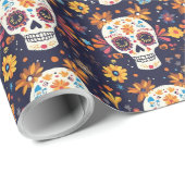 死カラフルんだ砂糖スカルの継ぎ目のないパットの日 ラッピングペーパー (ロールコーナー)