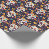 死カラフルんだ砂糖スカルの継ぎ目のないパットの日 ラッピングペーパー (角)