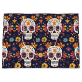 死カラフルんだ砂糖スカルの継ぎ目のないパットの日 ラージペーパーバッグ (正面)